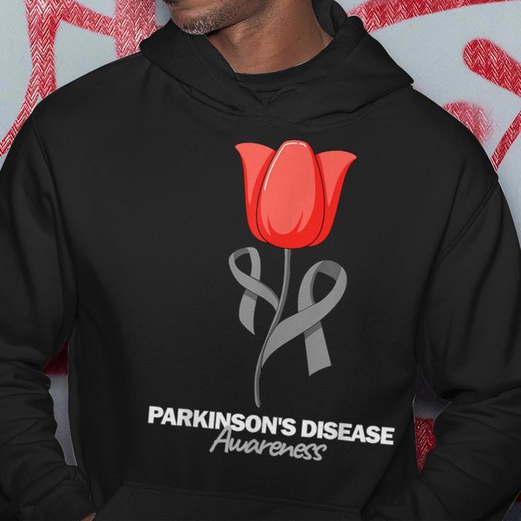 Parkinson's Disease Awareness April Month Red Tulip Hoodie Unique Gifts