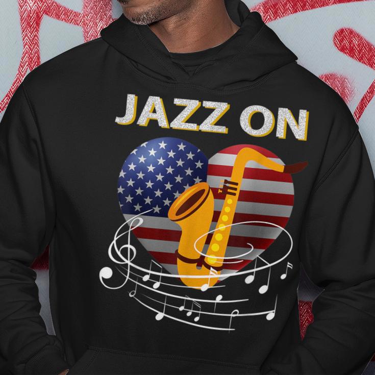 Patriotic Jazz On Music Flag Heart Saxophone Louisiana Hoodie Unique Gifts