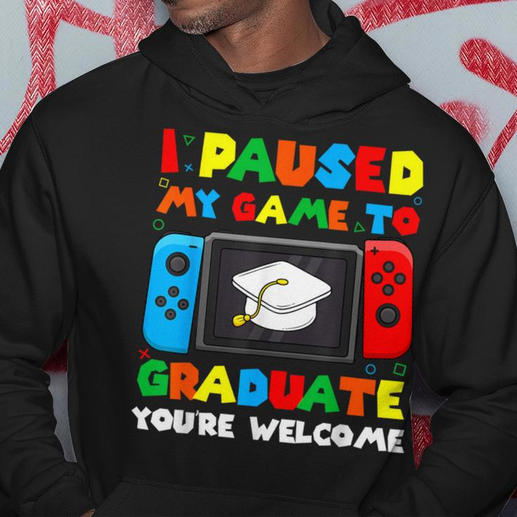I Paused My Game To Graduate Graduation Boys Gamer Hoodie Funny Gifts