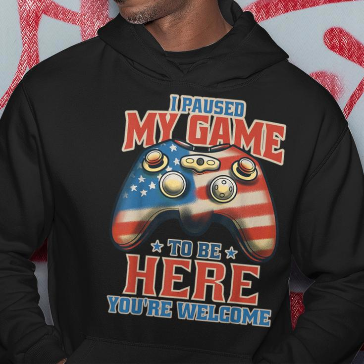 I Paused My Game To Be Here You're Welcome Retro Gamer Hoodie Unique Gifts