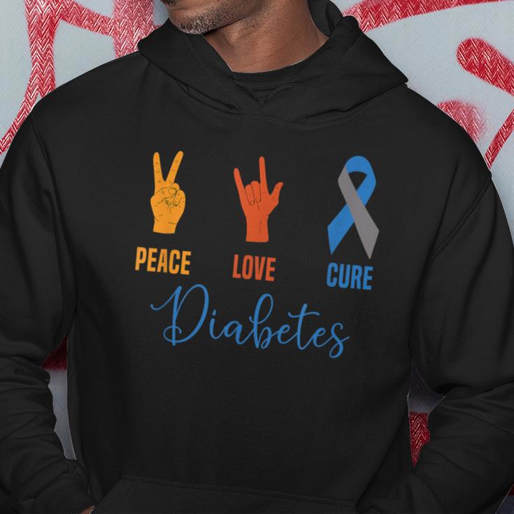 Peace Love Cure Grey Blue Ribbon Type 1 Vintage Diabetes Hoodie Unique Gifts