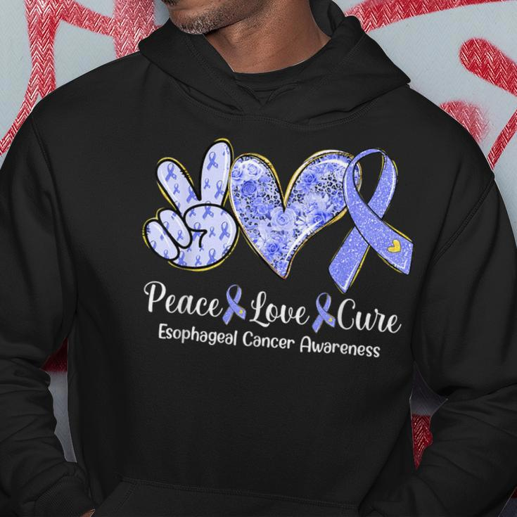 Peace Love Cure Periwinkle Ribbon Esophageal Cancer Hoodie Unique Gifts