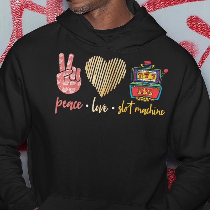 Peace Love Slot Machine Lucky Las Vegas Casino Game Hoodie Unique Gifts