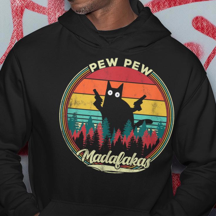 Pew Pew Madafakas Retro Crazy Cat Hoodie Unique Gifts