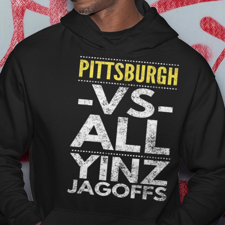 Pittsburgh -Vs- All Yinz Jagoffs Distressed Hoodie Unique Gifts