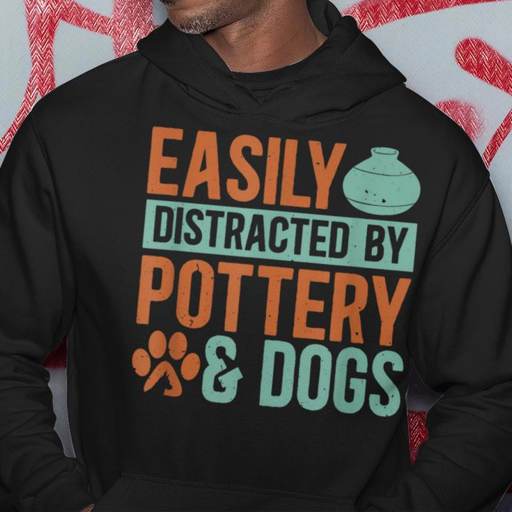 Pottery And Dogs Easily Distracted Kiln Potters Dog Lovers Hoodie Unique Gifts