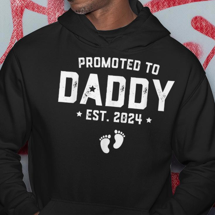Promoted To Daddy Est 2024 Baby For New Daddy Hoodie Funny Gifts