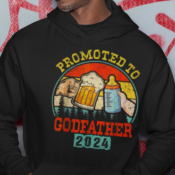 Promoted To Godfather Est 2024 First Time Daddy Father's Day Hoodie Funny Gifts
