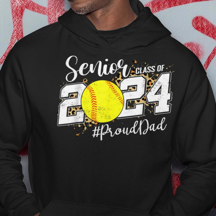 Proud Dad Of A 2024 Senior Graduate Class 2024 Softball Hoodie Funny Gifts