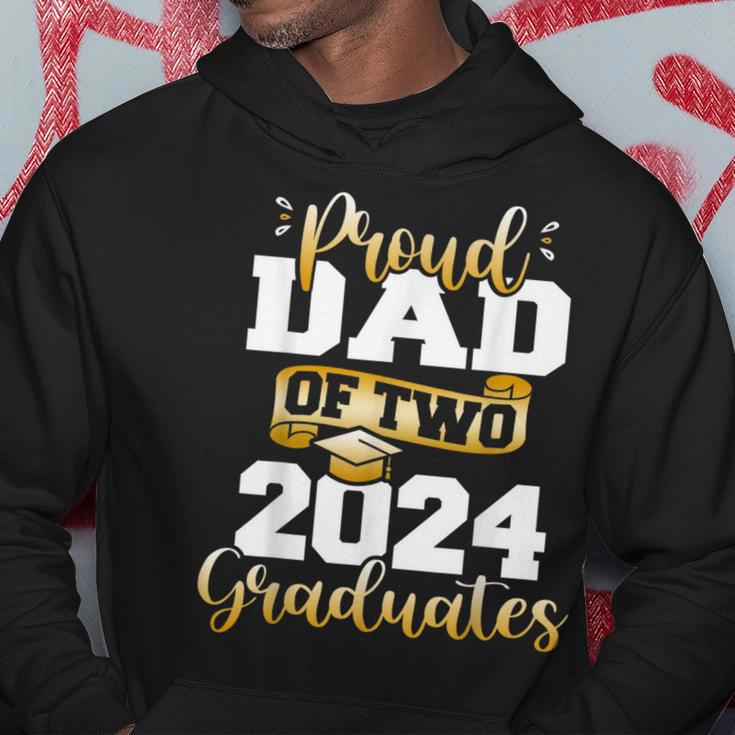 Proud Dad Of Two 2024 Graduates Class Of 24 Senior Hoodie Personalized Gifts