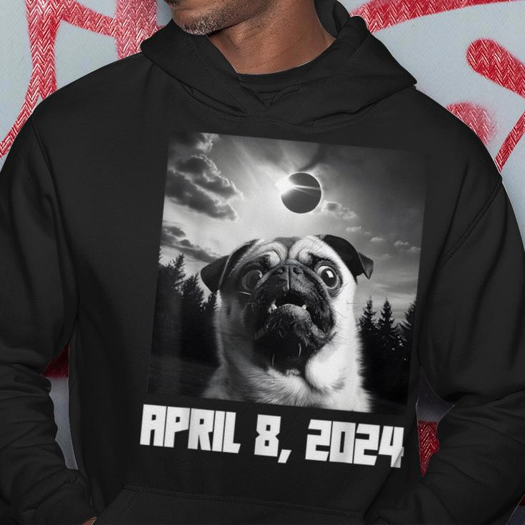 Pug Taking Selfie Totality 04 08 24 Total Solar Eclipse 2024 Hoodie Funny Gifts