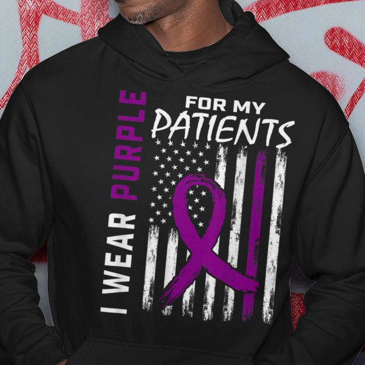 Purple For Patients Alzheimers American Flag Print On Back Hoodie Unique Gifts