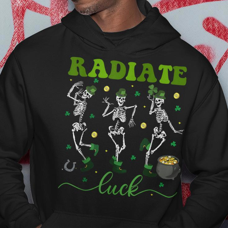 Radiate Luck Skeleton Radiology St Patrick's Day Rad Tech Hoodie Funny Gifts