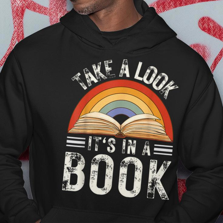 Rainbow Reading Take A Look Its In A Book Retro Vintage Men Hoodie Personalized Gifts