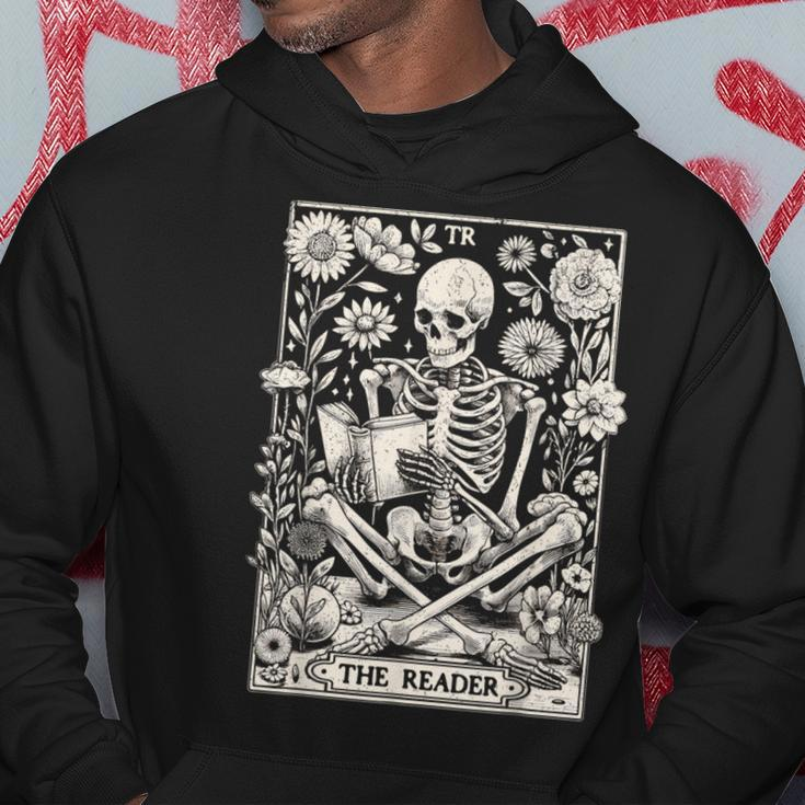 The Reader Skeleton Book Lover Tarot Card Reading Book Hoodie Unique Gifts