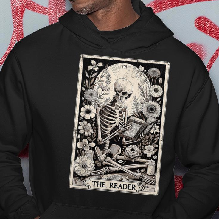 The Reader Tarot Card Book Lover Skeleton Reading Book Hoodie Unique Gifts