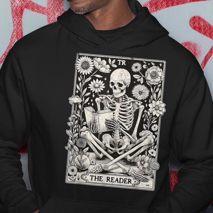 The Reader Tarot Card Book Lover Skeleton Reading Book Hoodie Unique Gifts