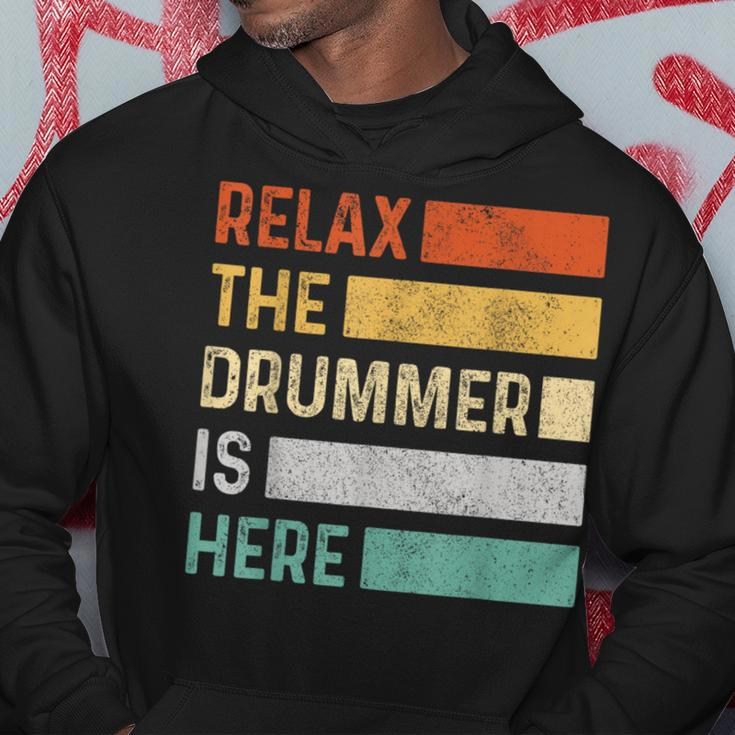 Relax The Drummer Is Here Vintage Drums Hoodie Unique Gifts