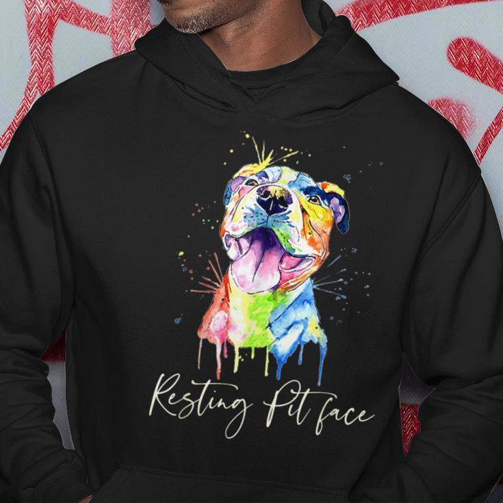 Resting Pit Face Pitbull Watercolor Dog Lovers Hoodie Unique Gifts