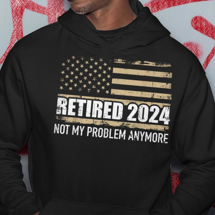 Retired 2024 Us American Flag Problem Anymore For Retirement Hoodie Personalized Gifts