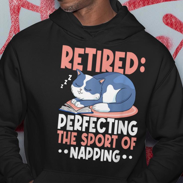 Retired Perfecting The Sport Of Napping Cat Lover Retirement Hoodie Unique Gifts