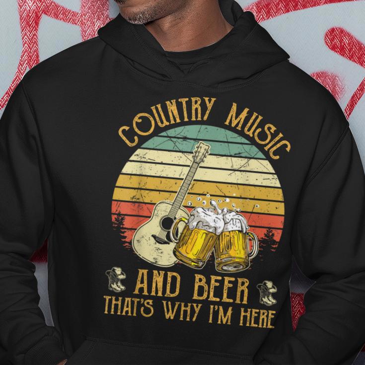 Retro Country Music And Beer That's Why I'm Here Vintage Hoodie Unique Gifts