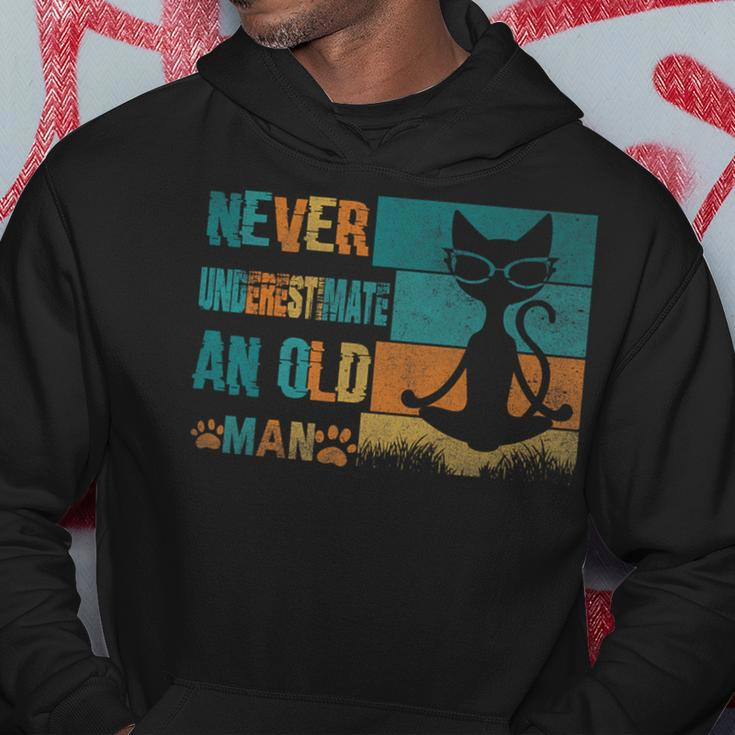 Retro Cat Meditation Never Underestimate An Old Man Hoodie Personalized Gifts