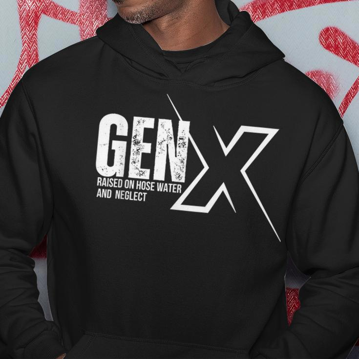 Retro Gen X Humor Gen X Raised On Hose Water And Neglect Hoodie Funny Gifts