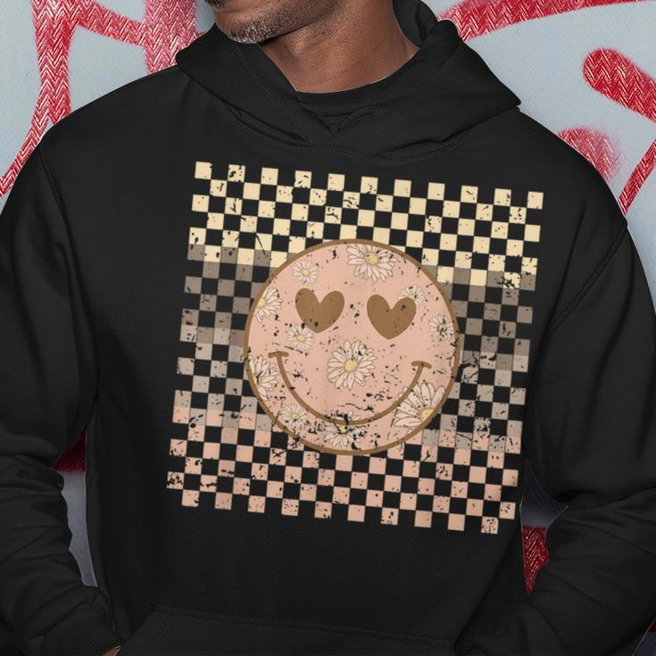 Retro Happy Smile Checkered Pattern Trendy Hoodie Unique Gifts