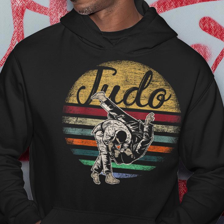 Retro Judo Kampfsport-Hoodie, Vintage Streifen & Wurfgrafik Tee Lustige Geschenke