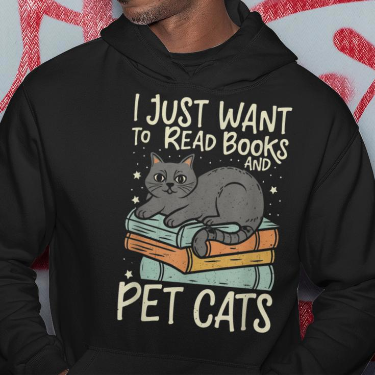 Retro I Just Want To Read Books And Pet Cats Cat Hoodie Unique Gifts