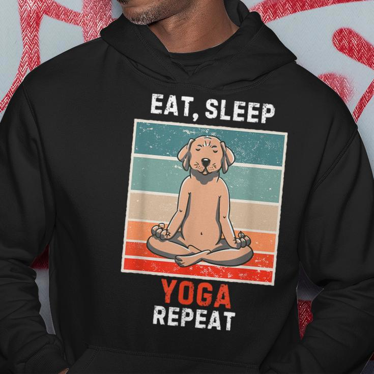 Retro Labrador Dog Eat Sleep Yoga Repeat Vintage Yoga Hoodie Unique Gifts