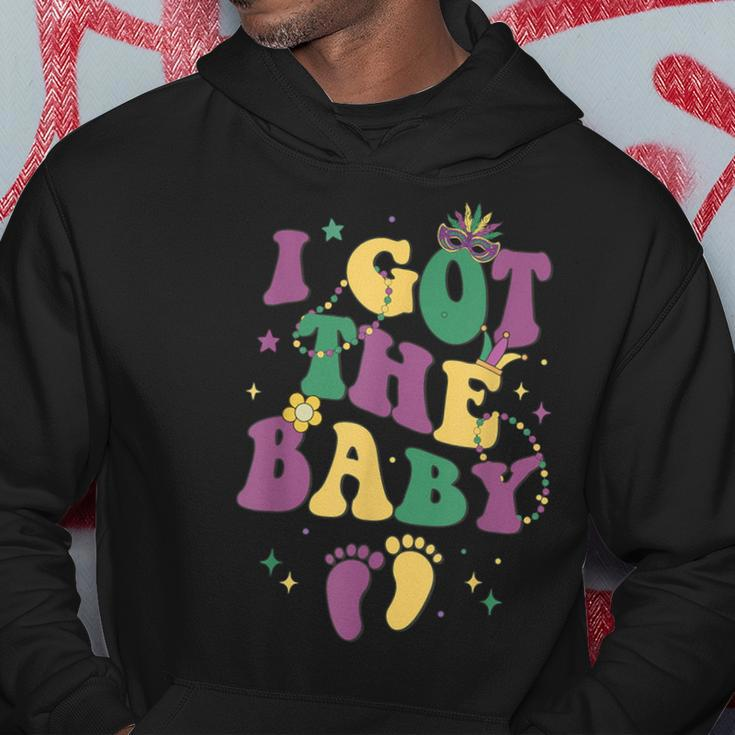 Retro Mardi Gras I Got The Baby Pregnancy Announcement Hoodie Funny Gifts