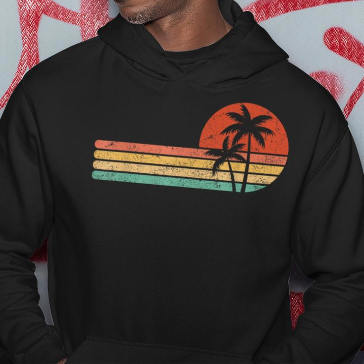 Retro Style Tropical Vintage Sunset Beach Palm Tree Hoodie Unique Gifts