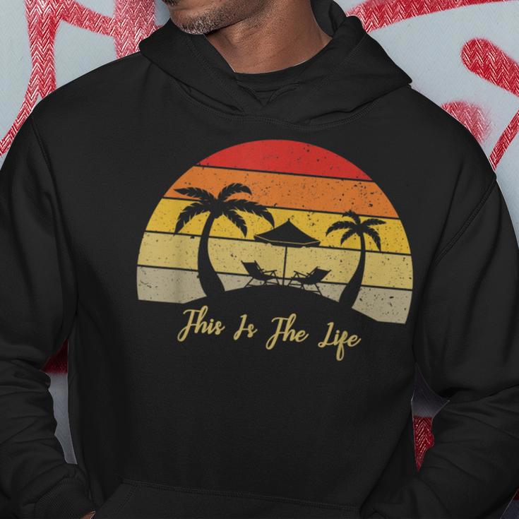 Retro Sunset Palm Tree Beach Scene This Is The Life Hoodie Unique Gifts