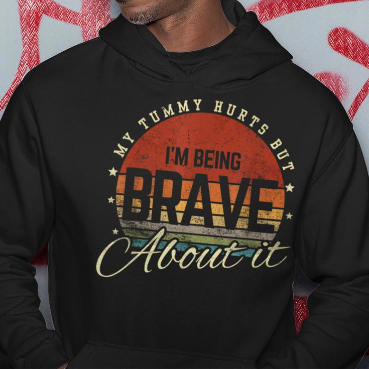 Retro Sunset My Tummy Hurts But I'm Being Brave About It Hoodie Unique Gifts