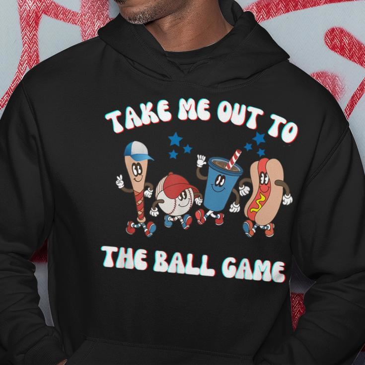 Retro Take Me Out Tothe Ball Game Baseball Hot Dog Bat Ball Hoodie Unique Gifts