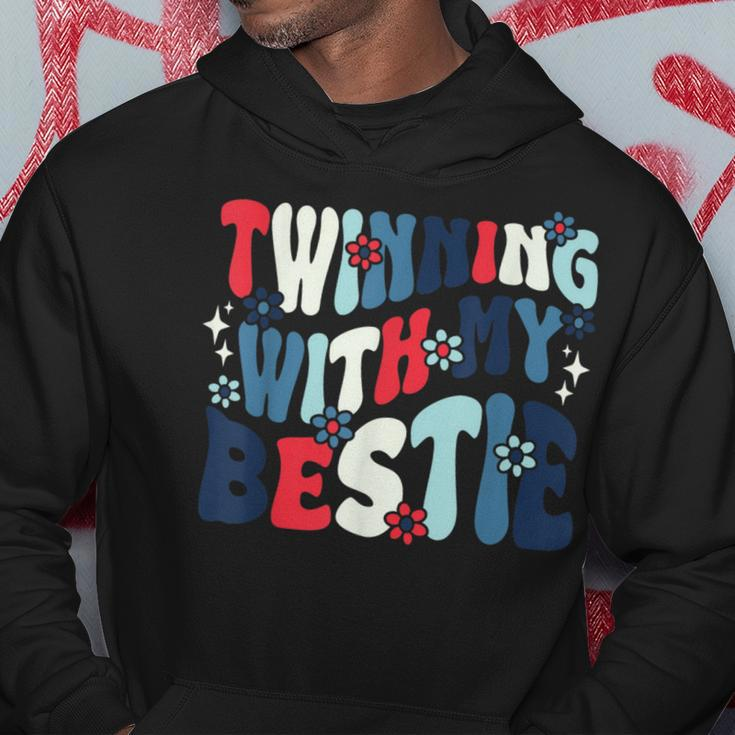 Retro Twins Day Twinning With My Bestie Friend Matching Twin Hoodie Funny Gifts