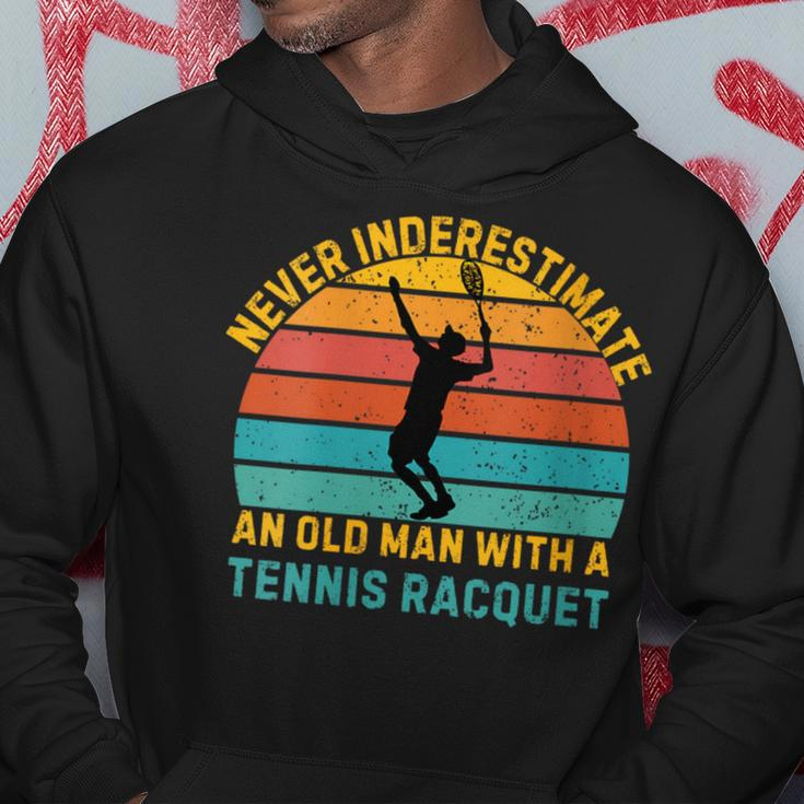Retro Never Underestimate An Old Man Tennis Racket Hoodie Personalized Gifts