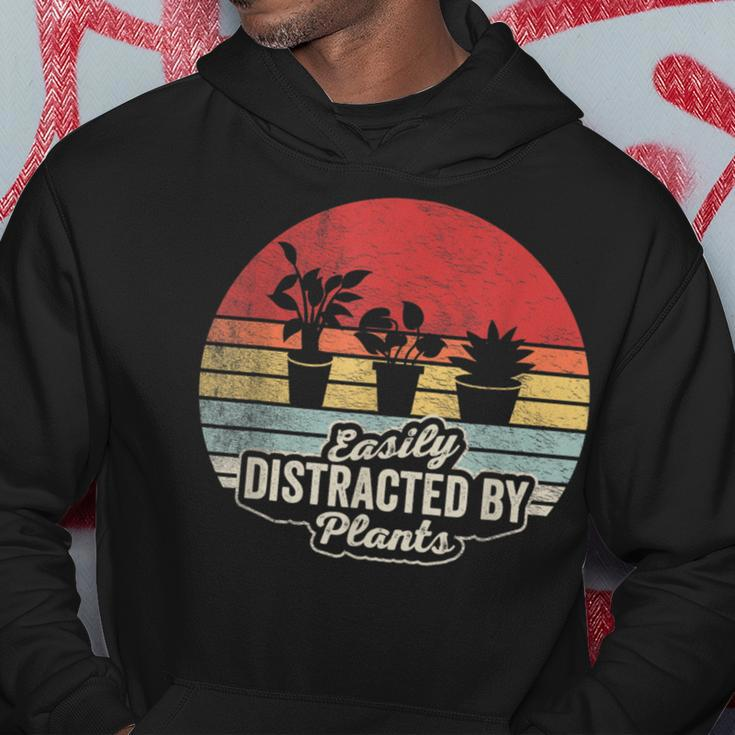 Retro Vintage Easily Distracted By Plants Gardening Hoodie Funny Gifts