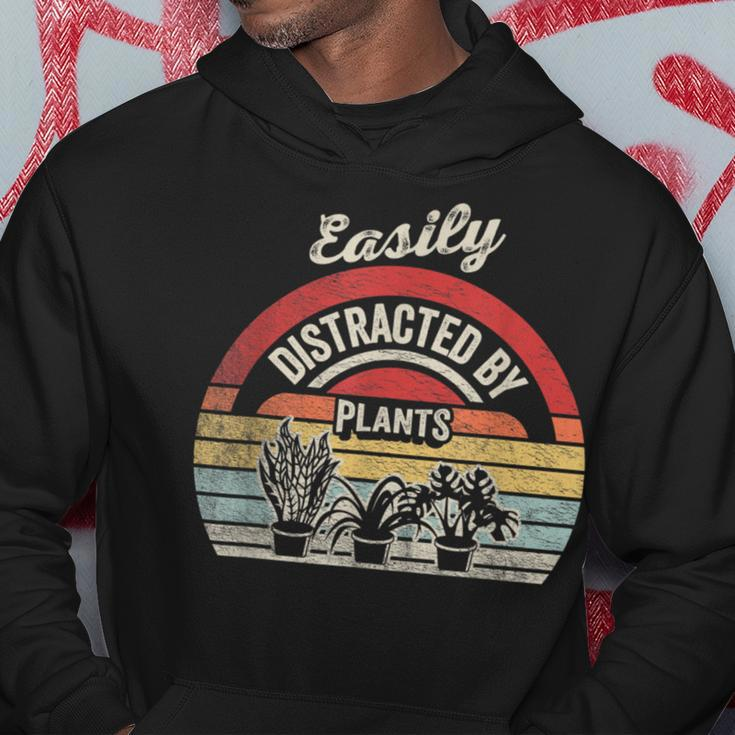 Retro Vintage Easily Distracted By Plants Gardening Hoodie Funny Gifts