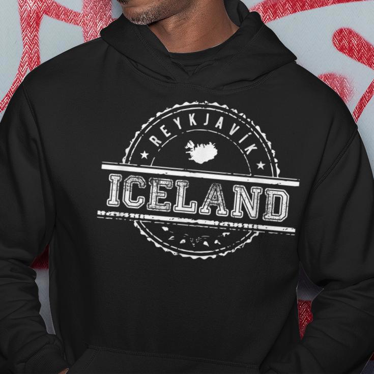 Reykjavik Island Schwarzes Herren Hoodie mit Stadt-Druck Lustige Geschenke