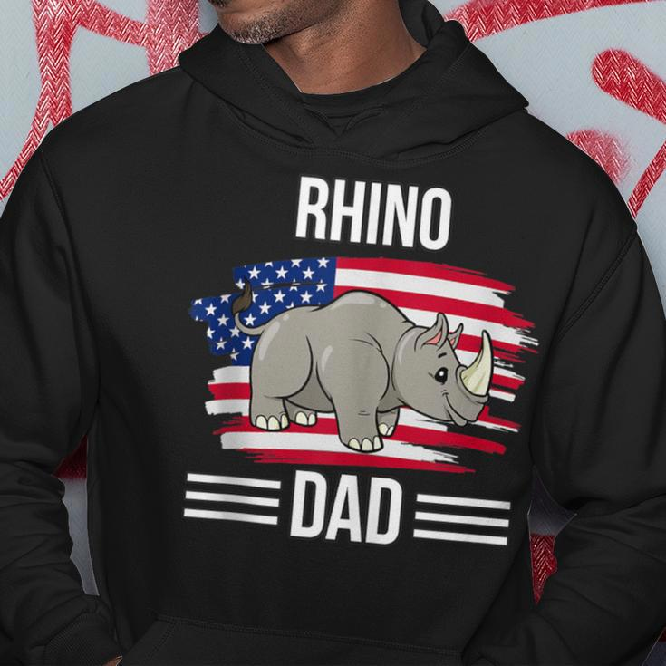 Rhinoceros Us Flag 4Th Of July Father's Day Rhino Dad Hoodie Unique Gifts