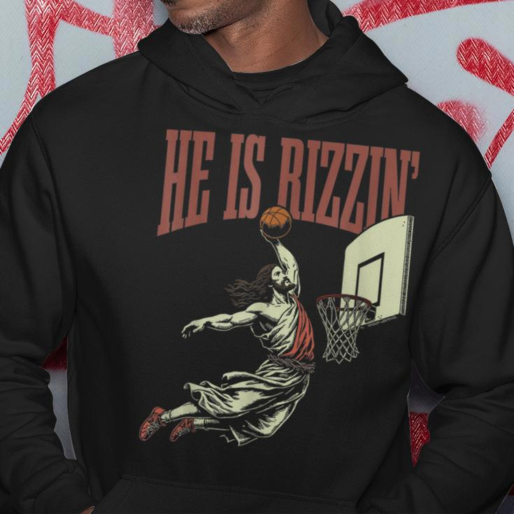 He Is Rizzin Jesus Playing Basketball Meme Easter Hoodie Unique Gifts