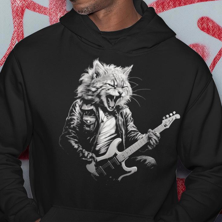 Rock Cat Playing Guitar Guitar Cat Womens Hoodie Unique Gifts