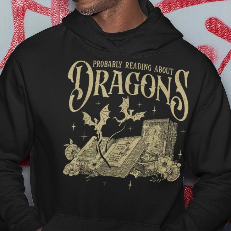 Romantasy Reader Book Reading Probably Reading About Dragons Hoodie Funny Gifts