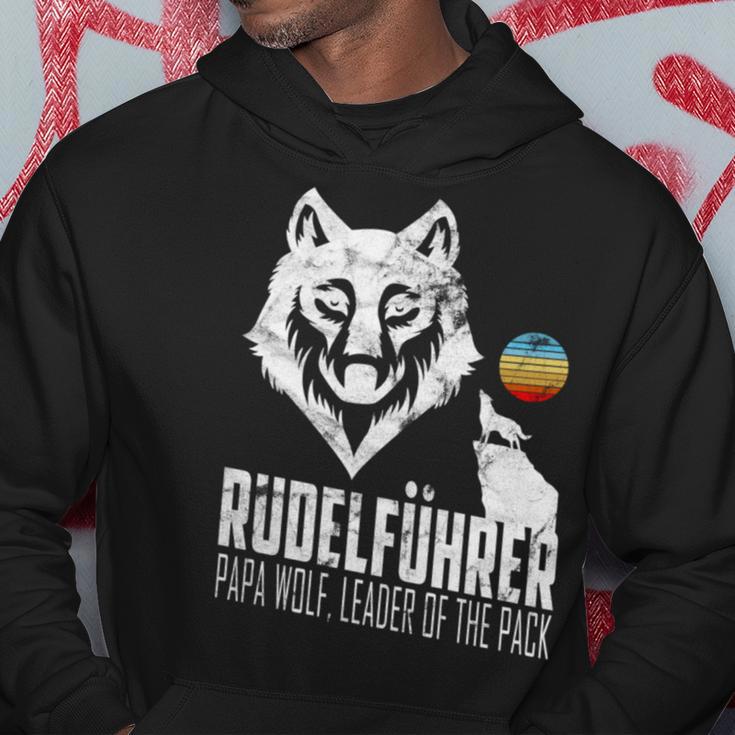 Rudelführer Wolf Head Father's Day Rudel Dadintage Dad Wolf Kapuzenpullover Lustige Geschenke