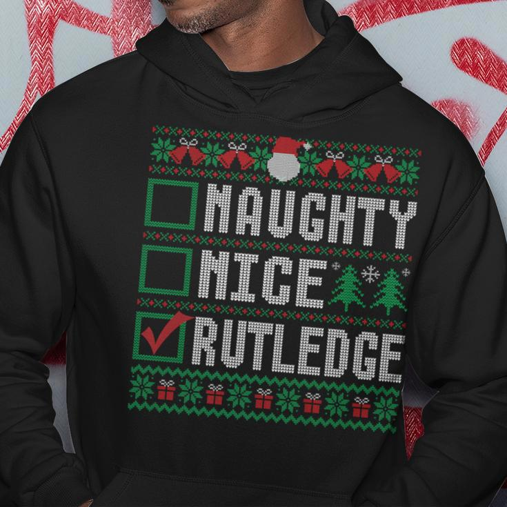Rutledge Family Name Naughty Nice Rutledge Christmas List Hoodie Funny Gifts