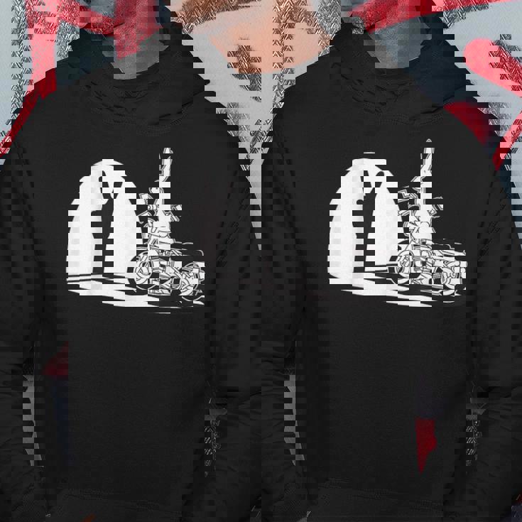 Salut Motard Humour Ombre Chinoise Lapin Main Moto Vintage Sweat à capuche Cadeaux drôles