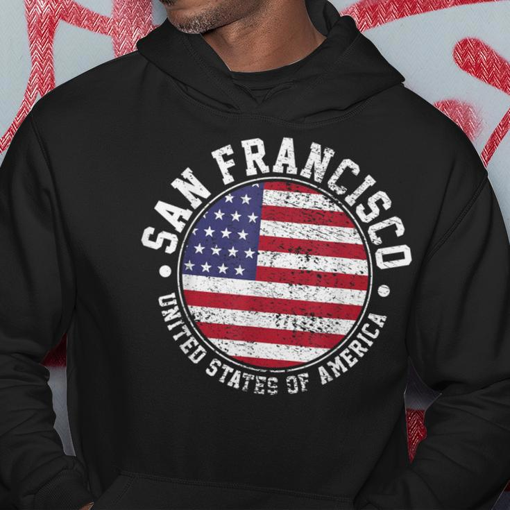 San Francisco USA-Flaggen-Design Schwarz Hoodie, Städteliebe Mode Lustige Geschenke